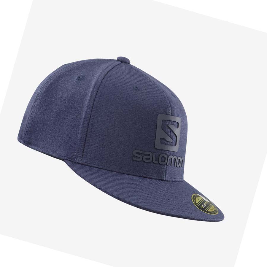 Salomon LOGO CAP FLEXFIT® Erkek Şapkalar Mavi | TR 2969RVD